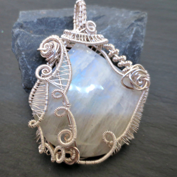 Rainbow Moonstone ornate pendant