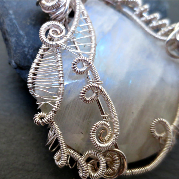 Rainbow Moonstone ornate pendant