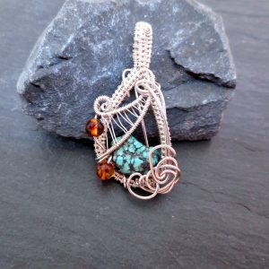 Turquoise and Amber pendant