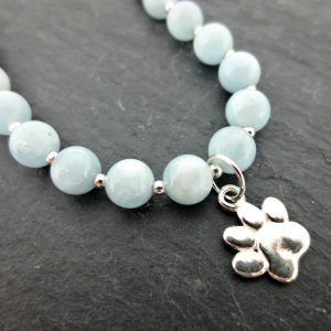 Aquamarine paw print bracelet
