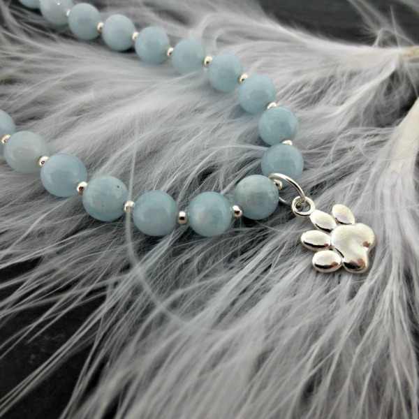 Aquamarine paw print bracelet
