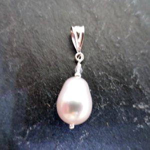 Pearl and topaz drop pendant june birthstone