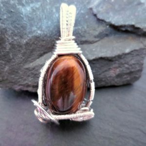 tigers eye pendant sterling silver