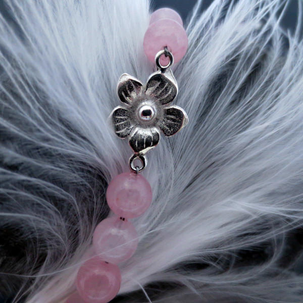 Rose Quartz flower bracelet
