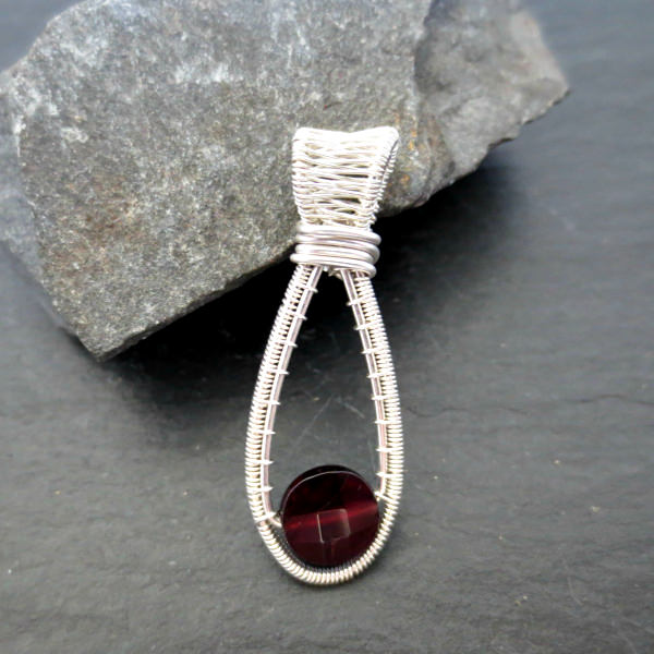 garnet sterling siver wirework January birthstone