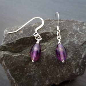 Amethyst rice earrings