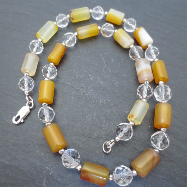 Yellow Agate Tube Necklace