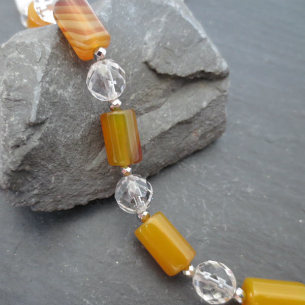 yellow agate tube necklace