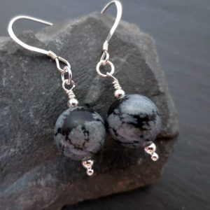 Snowflake Obsidian earrings