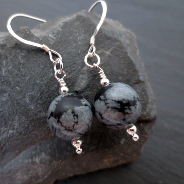 Snowflake Obsidian earrings