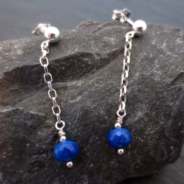 Lapis Lazuli chain earrings