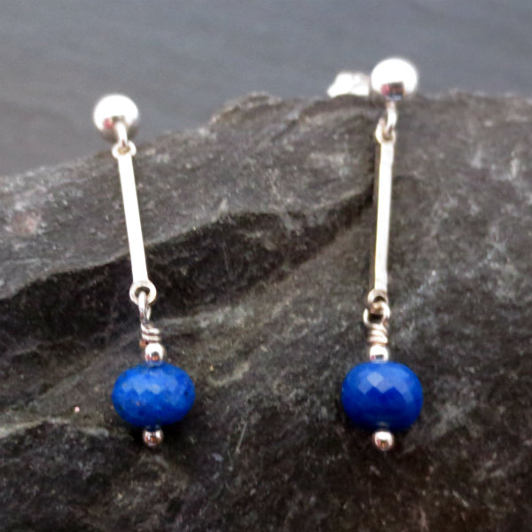 Lapis Lazuli bar earrings