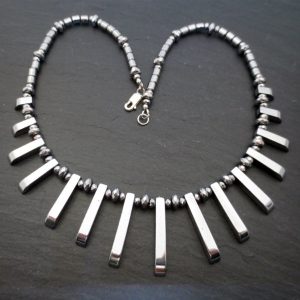 silver hematite necklace