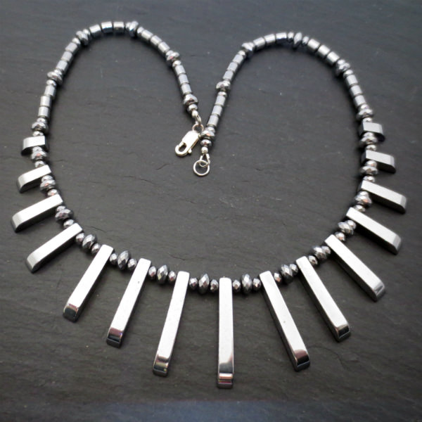 silver hematite necklace