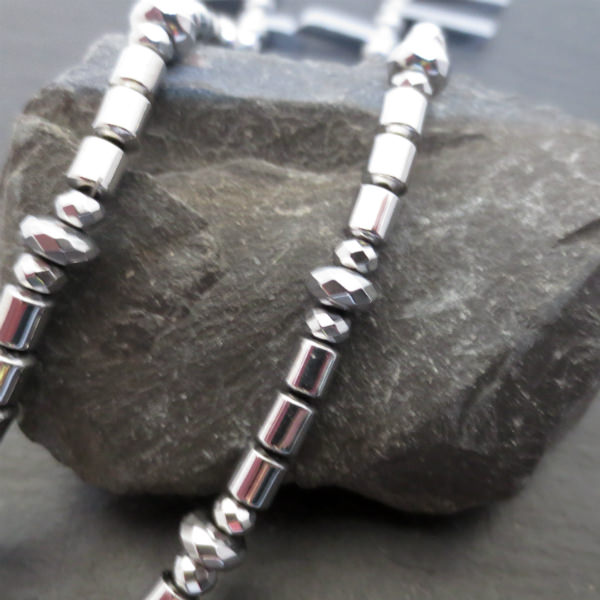 silver hematite necklace