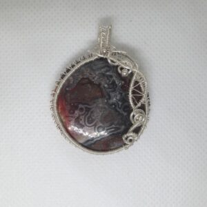 crazy lace agate pendant wirework