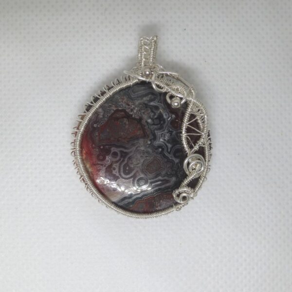 crazy lace agate pendant wirework