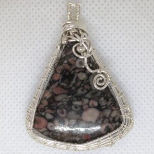 Crinoid Fossil Pendant,sterling silver wirework