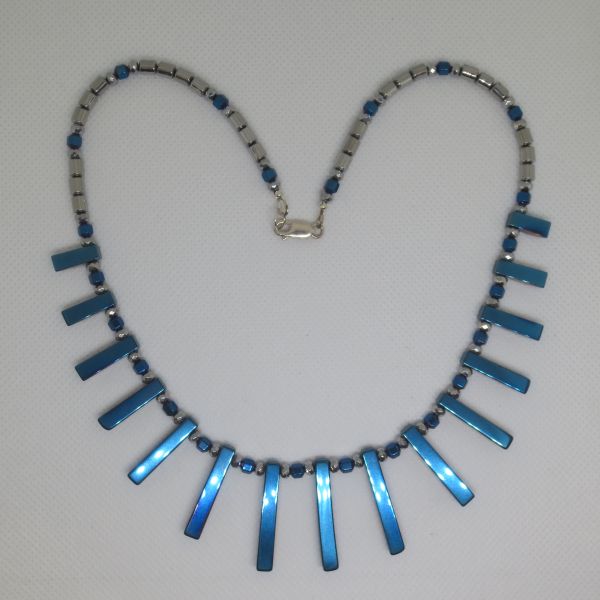 Blue Hematite Bar Necklace